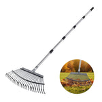 VEVOR Lapu grābeklis, 25 metāla zobi, regulējams 46,5 cm darba platums, 92,5–185 cm rokturis, nerūsējošais tērauds