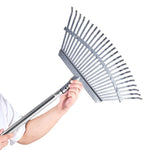 VEVOR Lapu grābeklis, 25 metāla zobi, regulējams 46,5 cm darba platums, 92,5–185 cm rokturis, nerūsējošais tērauds