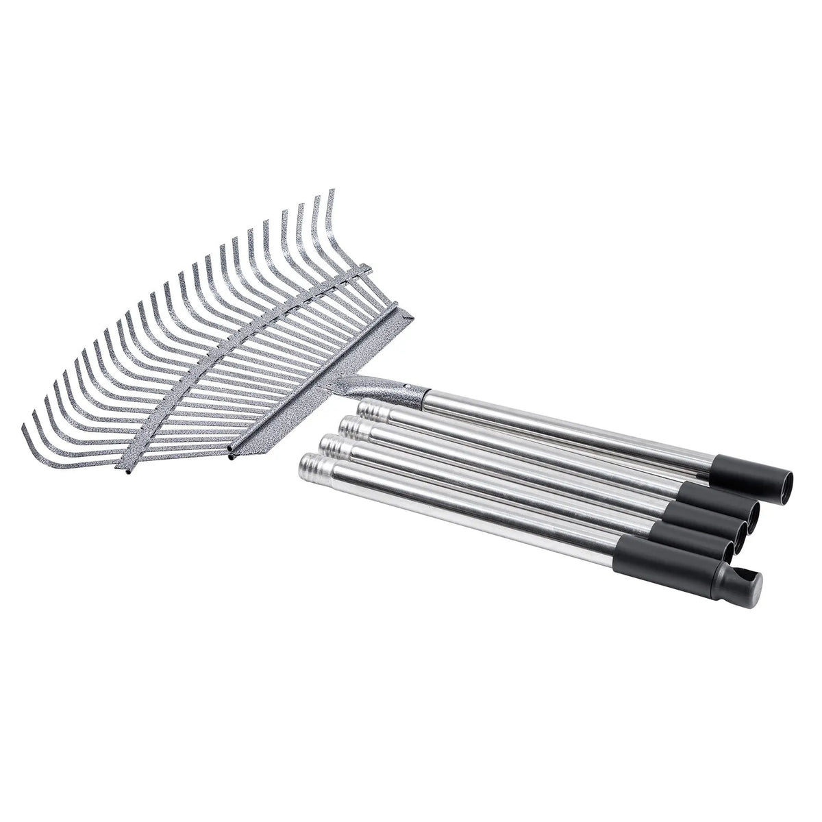 VEVOR Lapu grābeklis, 25 metāla zobi, regulējams 46,5 cm darba platums, 92,5–185 cm rokturis, nerūsējošais tērauds