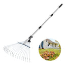 VEVOR Lapu grābeklis, 18 metāla zobi, regulējams 19,5–43,5 cm darba platums, 82–141 cm rokturis, nerūsējošais tērauds