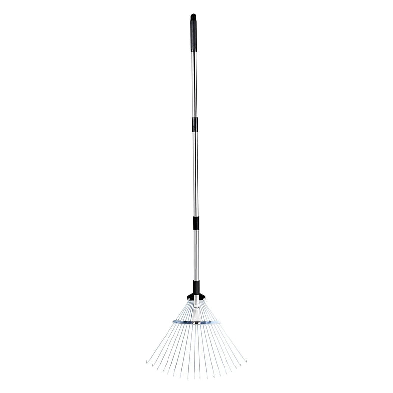 VEVOR Lapu grābeklis, 18 metāla zobi, regulējams 19,5–43,5 cm darba platums, 82–141 cm rokturis, nerūsējošais tērauds