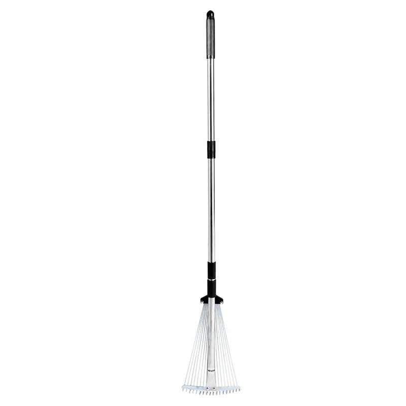 VEVOR Lapu grābeklis, 18 metāla zobi, regulējams 19,5–43,5 cm darba platums, 82–141 cm rokturis, nerūsējošais tērauds