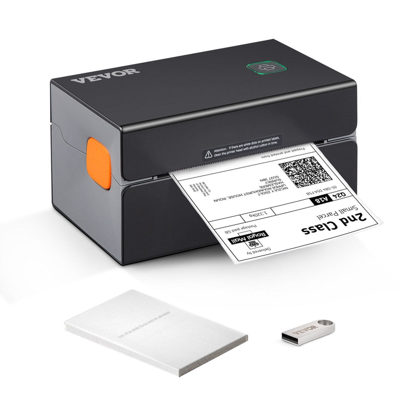 VEVOR termodrukas etiķešu printeris, 300 DPI, 4×6 sūtījumu etiķetēm, Bluetooth, automātiska etiķešu atpazīšana, saderīgs ar Windows, macOS, Linux, Chromebook, Android, iOS, Amazon, eBay, Etsy u.c., melns