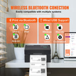 VEVOR termodrukas etiķešu printeris, 300 DPI, 4×6 sūtījumu etiķetēm, Bluetooth, automātiska etiķešu atpazīšana, saderīgs ar Windows, macOS, Linux, Chromebook, Android, iOS, Amazon, eBay, Etsy u.c., melns
