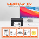 VEVOR termodrukas etiķešu printeris, 300 DPI, 4×6 sūtījumu etiķetēm, Bluetooth, automātiska etiķešu atpazīšana, saderīgs ar Windows, macOS, Linux, Chromebook, Android, iOS, Amazon, eBay, Etsy u.c., melns