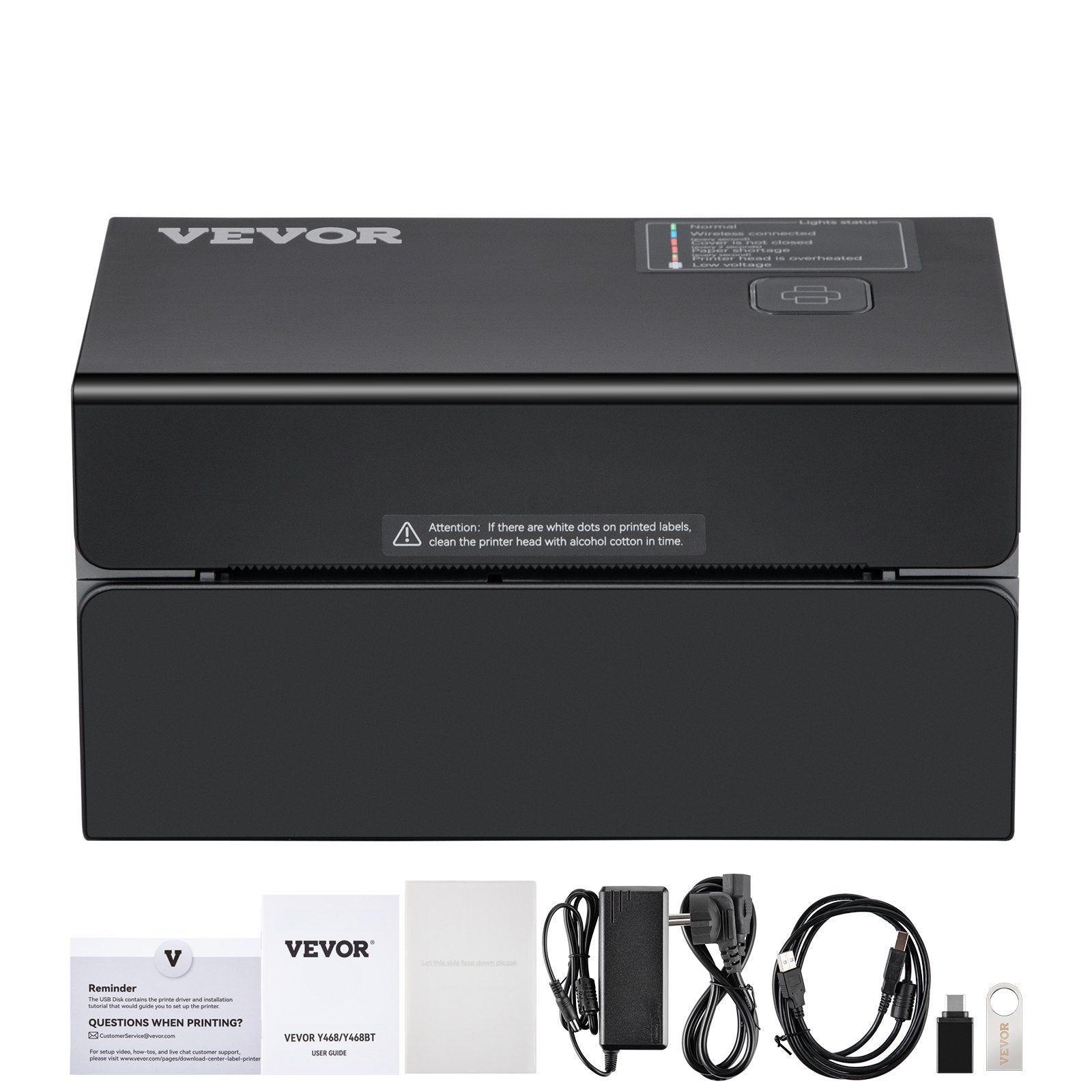 VEVOR termodrukas etiķešu printeris, 300 DPI, 4×6 sūtījumu etiķetēm, Bluetooth, automātiska etiķešu atpazīšana, saderīgs ar Windows, macOS, Linux, Chromebook, Android, iOS, Amazon, eBay, Etsy u.c., melns