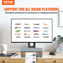 VEVOR termodrukas etiķešu printeris, 203 DPI, 60 gab./min, 4×6 sūtījumu etiķetēm, USB savienojums, automātiska etiķešu atpazīšana, saderīgs ar Windows, macOS, Linux, Amazon, eBay, Etsy, UPS u.c., pelēks