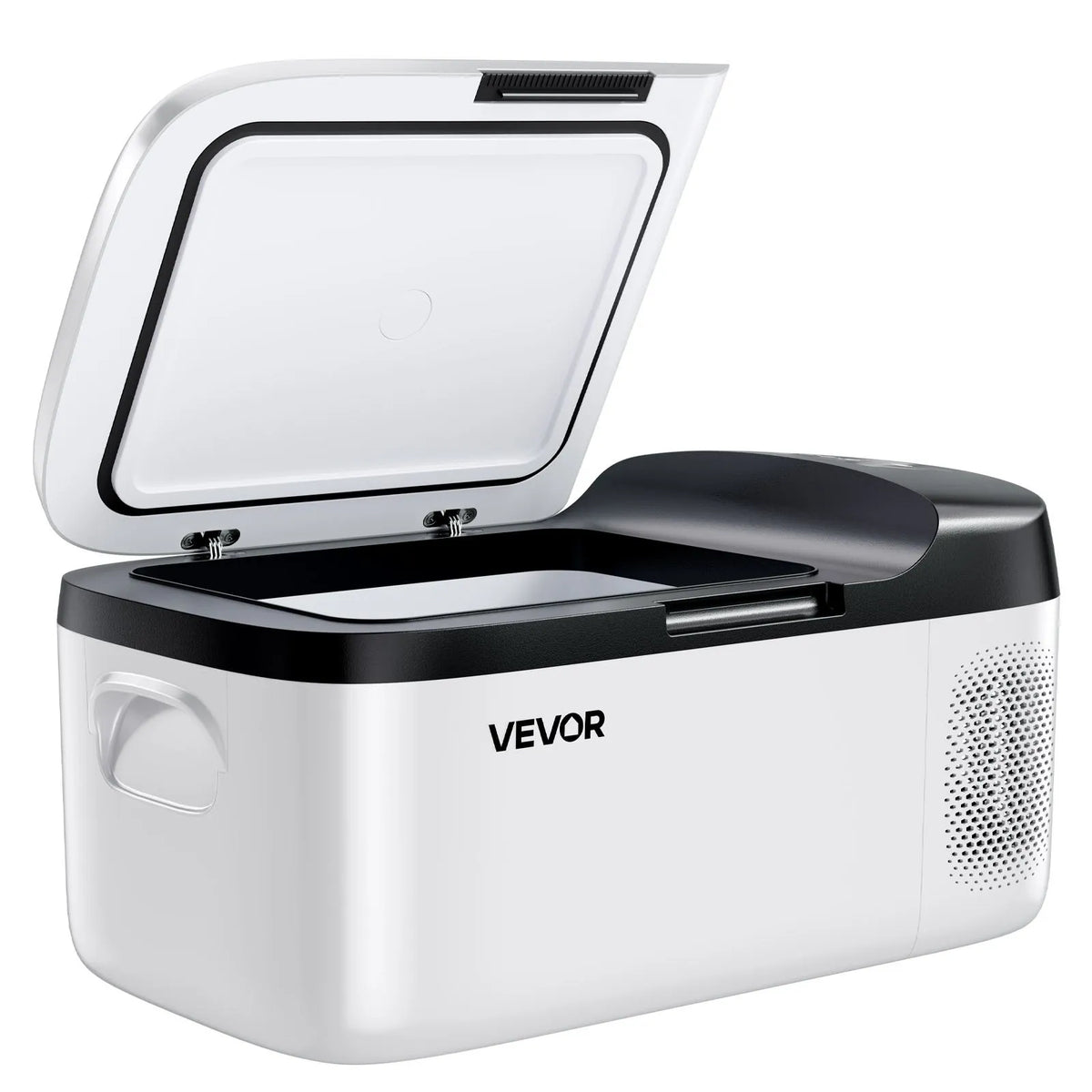 VEVOR automašīnas ledusskapis–saldētava, kompresora dzesētājs DC 12/24 V un AC 100–240 V, temperatūras diapazons −20 °C līdz +20 °C, ar lietotnes vadību, 15 l ietilpība, 60 W pārnēsājams saldētājs kemperiem, kempingam, laivām un makšķerēšanai