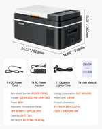 VEVOR automašīnas ledusskapis–saldētava, kompresora dzesētājs DC 12/24 V un AC 100–240 V, temperatūras diapazons −20 °C līdz +20 °C, ar lietotnes vadību, 20 l ietilpība, 60 W pārnēsājams saldētājs kemperiem, kempingam, laivām un makšķerēšanai