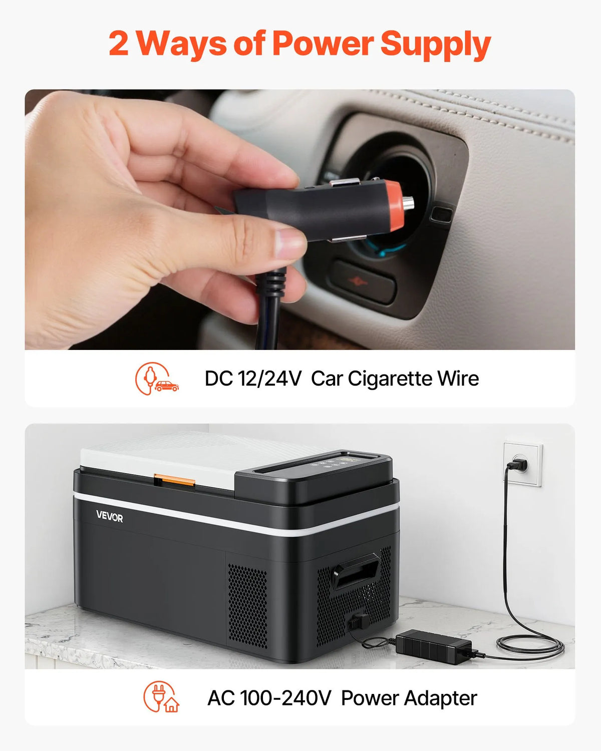 VEVOR automašīnas ledusskapis–saldētava, kompresora dzesētājs DC 12/24 V un AC 100–240 V, temperatūras diapazons −20 °C līdz +20 °C, ar lietotnes vadību, 22 l ietilpība, 45 W pārnēsājams saldētājs kemperiem, kempingam, laivām un makšķerēšanai