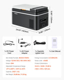 VEVOR automašīnas ledusskapis–saldētava, kompresora dzesētājs DC 12/24 V un AC 100–240 V, temperatūras diapazons −20 °C līdz +20 °C, ar lietotnes vadību, 22 l ietilpība, 45 W pārnēsājams saldētājs kemperiem, kempingam, laivām un makšķerēšanai