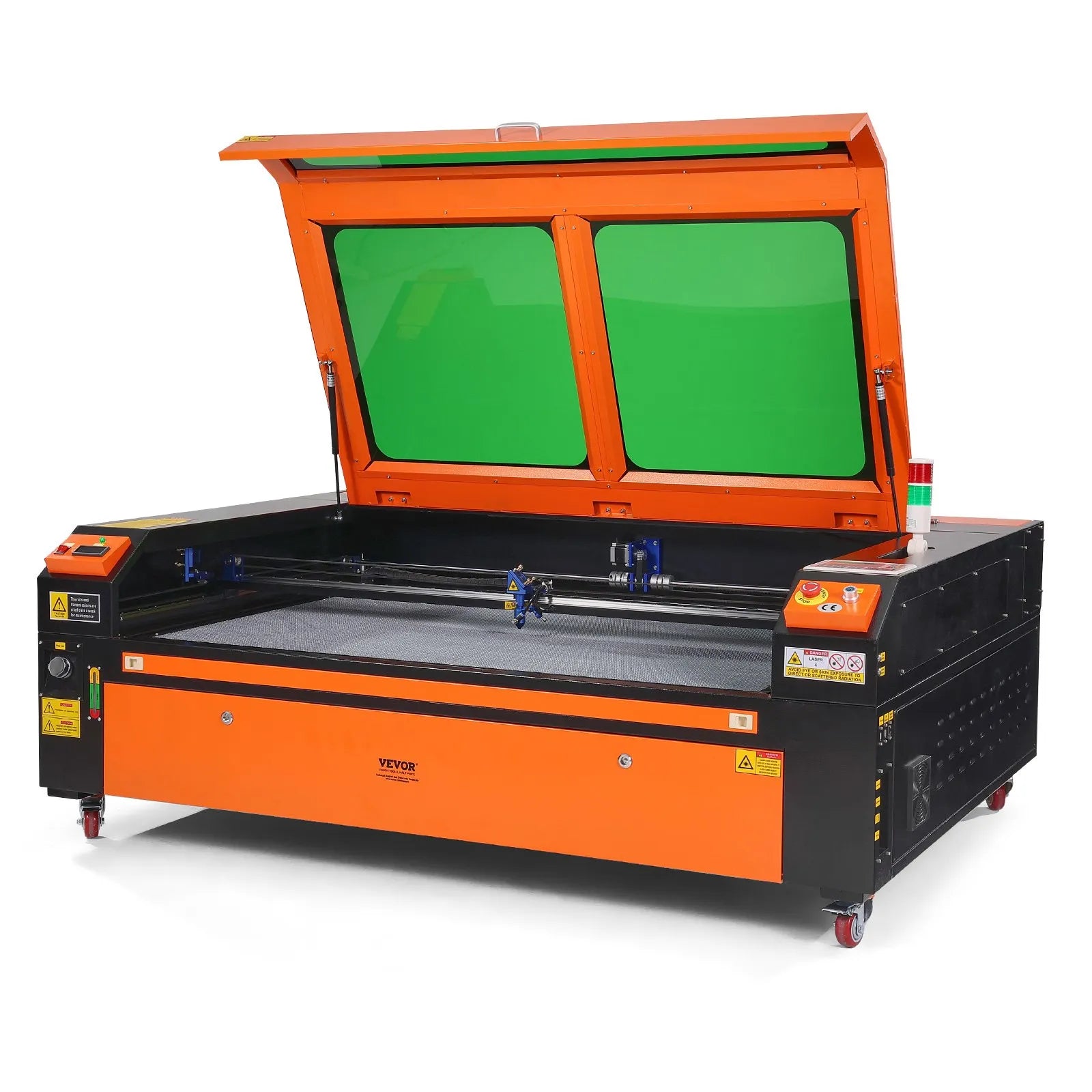 VEVOR 130 W CO₂ lāzera gravēšanas un griešanas iekārta, darba laukums 89 × 140 cm, līdz 500 mm/s, divvirzienu gaisa padeve, saderīga ar LightBurn, CorelDRAW un AutoCAD, Windows, macOS un Linux, kokam, akrilam un audumam