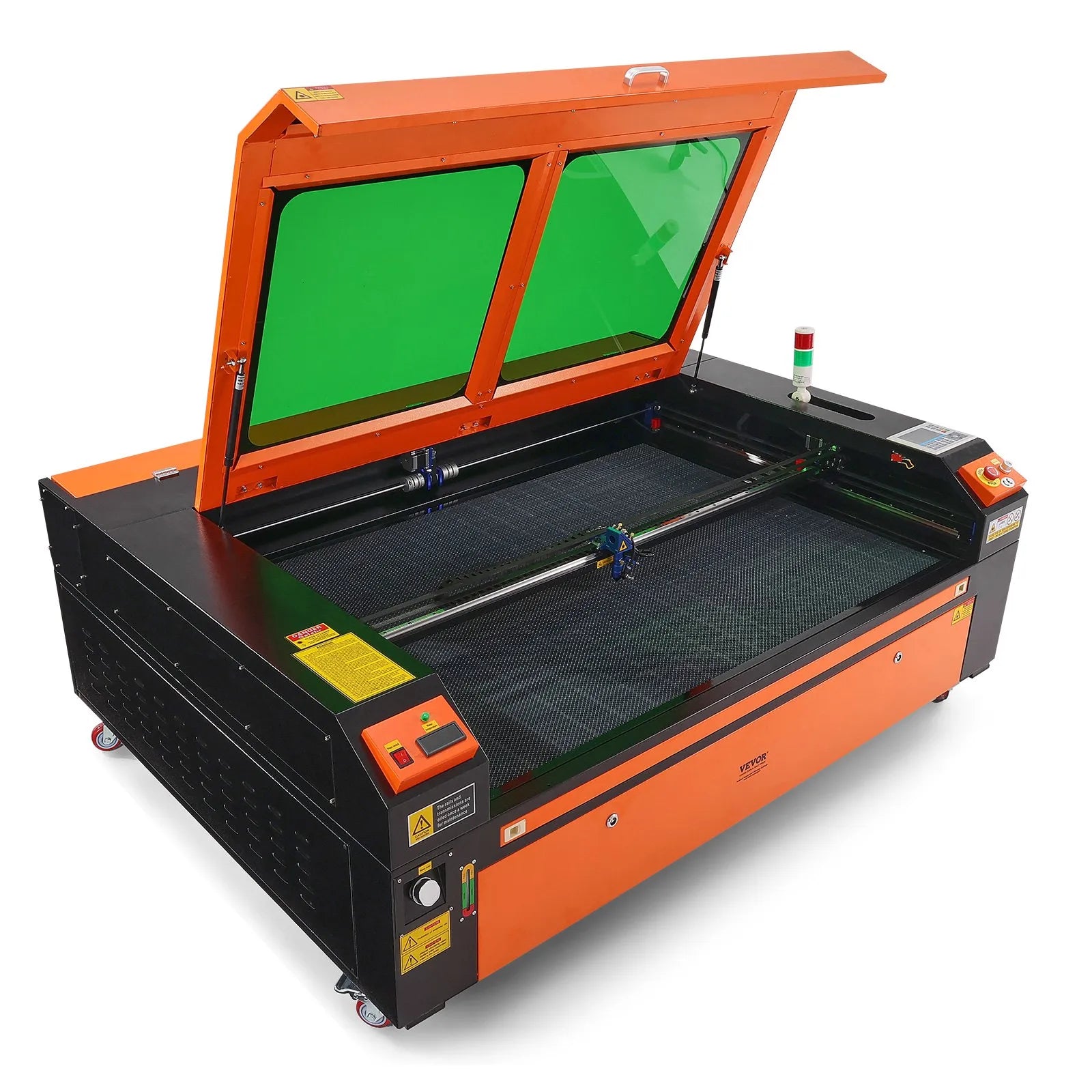 VEVOR 130 W CO₂ lāzera gravēšanas un griešanas iekārta, darba laukums 89 × 140 cm, līdz 500 mm/s, divvirzienu gaisa padeve, saderīga ar LightBurn, CorelDRAW un AutoCAD, Windows, macOS un Linux, kokam, akrilam un audumam