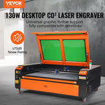 VEVOR 130 W CO₂ lāzera gravēšanas un griešanas iekārta, darba laukums 89 × 140 cm, līdz 500 mm/s, divvirzienu gaisa padeve, saderīga ar LightBurn, CorelDRAW un AutoCAD, Windows, macOS un Linux, kokam, akrilam un audumam