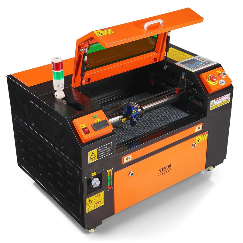 VEVOR 50 W CO₂ lāzera gravēšanas un griešanas iekārta, darba laukums 30 × 51 cm, līdz 500 mm/s, divvirzienu gaisa padeve, saderīga ar LightBurn, CorelDRAW un AutoCAD, Windows, macOS un Linux, kokam, akrilam un audumam