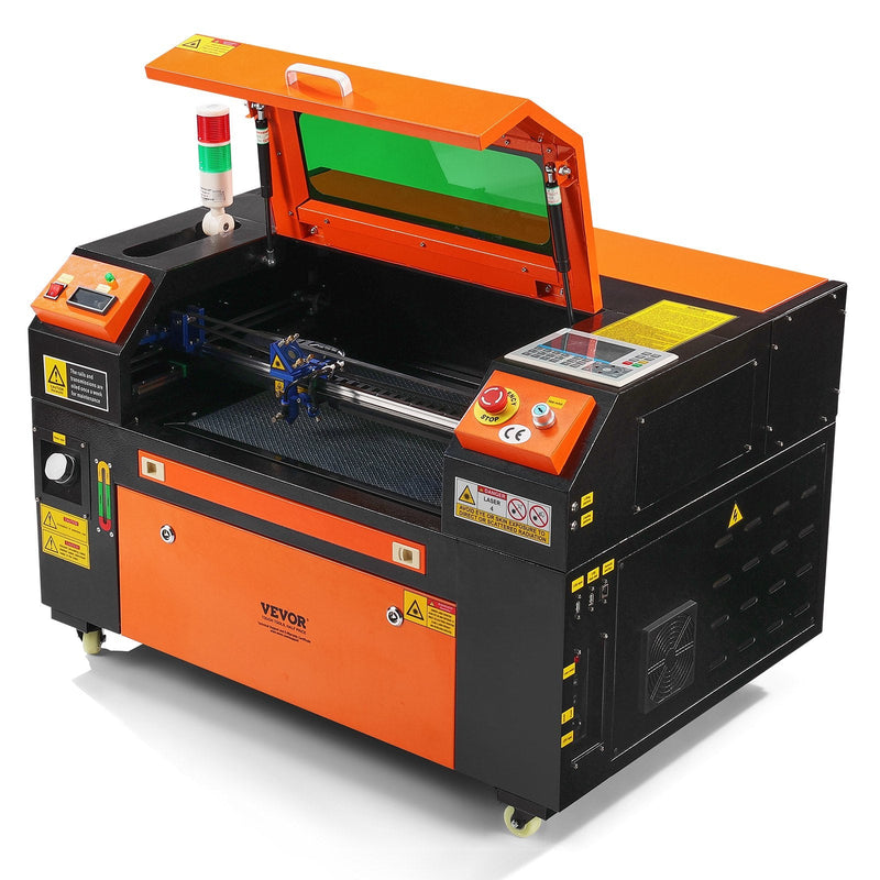 VEVOR 50 W CO₂ lāzera gravēšanas un griešanas iekārta, darba laukums 30 × 51 cm, līdz 500 mm/s, divvirzienu gaisa padeve, saderīga ar LightBurn, CorelDRAW un AutoCAD, Windows, macOS un Linux, kokam, akrilam un audumam