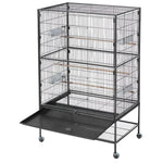 VEVOR putnu būris 800 × 520 × 1320 mm ar plakanu augšu, kalta dzelzs lidojuma būris ar sēžkociņiem, izvelkamu paplāti un plastmasas barotavām, ar ritentiņiem papagaiļiem, zīlītēm, nimfām, kanārijputniņiem un mūku papagaiļiem