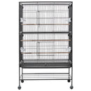 VEVOR putnu būris 800 × 520 × 1320 mm ar plakanu augšu, kalta dzelzs lidojuma būris ar sēžkociņiem, izvelkamu paplāti un plastmasas barotavām, ar ritentiņiem papagaiļiem, zīlītēm, nimfām, kanārijputniņiem un mūku papagaiļiem
