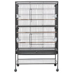 VEVOR putnu būris 800 × 520 × 1320 mm ar plakanu augšu, kalta dzelzs lidojuma būris ar sēžkociņiem, izvelkamu paplāti un plastmasas barotavām, ar ritentiņiem papagaiļiem, zīlītēm, nimfām, kanārijputniņiem un mūku papagaiļiem