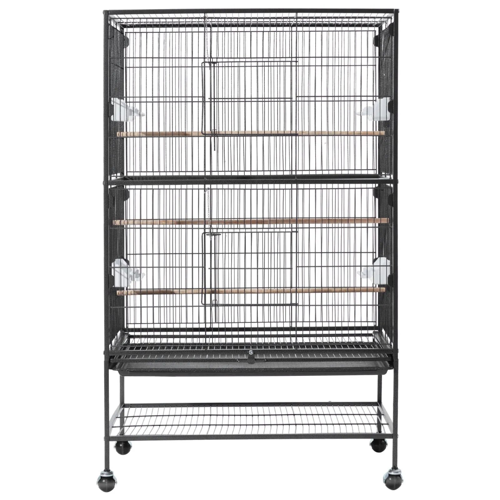 VEVOR putnu būris 800 × 520 × 1320 mm ar plakanu augšu, kalta dzelzs lidojuma būris ar sēžkociņiem, izvelkamu paplāti un plastmasas barotavām, ar ritentiņiem papagaiļiem, zīlītēm, nimfām, kanārijputniņiem un mūku papagaiļiem
