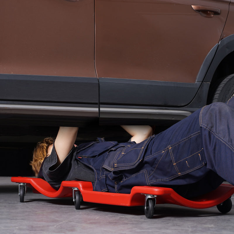 VEVOR 91 cm Mehāniķa Plastmasas Rāpojamais Ratiņkrēsls Auto Remontam, Ripojošs Garāžas Modelis, 159 kg Slodze, HDPE Materiāls