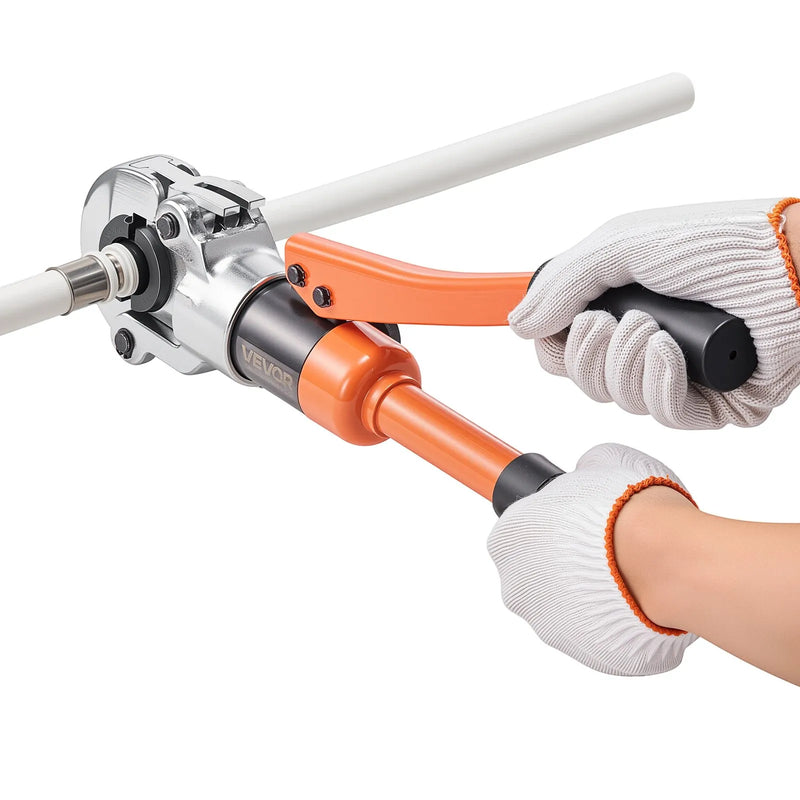 VEVOR hidrauliskais cauruļu presēšanas instruments PEX un alumīnija–plastmasas caurulēm, presētājs ar TH16, TH20, TH26 un TH32 spīlēm, komplektā pārnēsāšanas koferis, paredzēts santehnikas remontam un uzstādīšanai