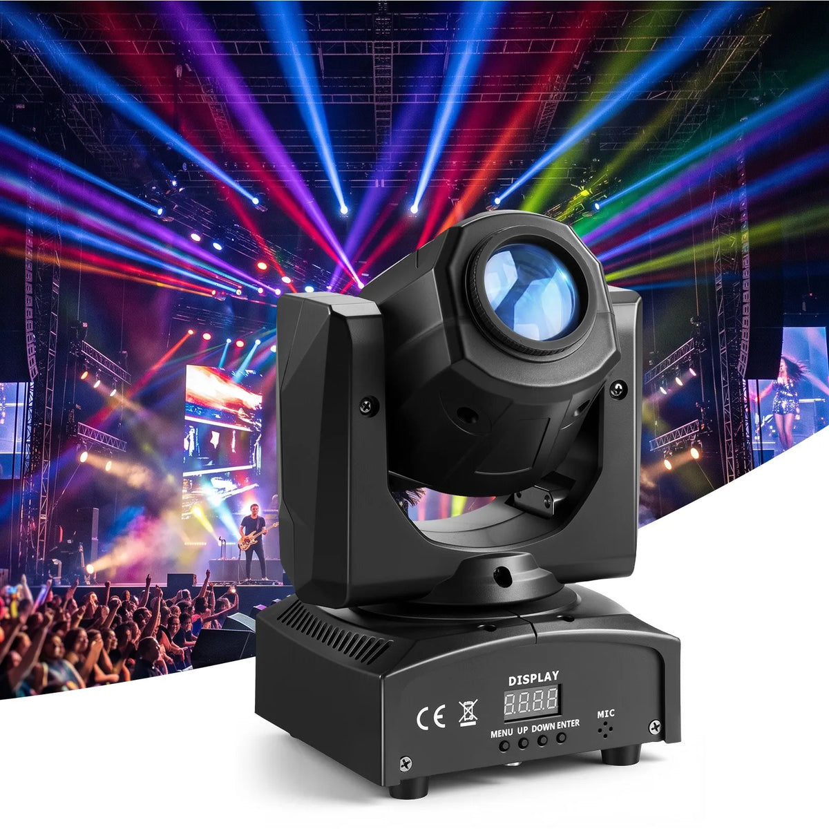 VEVOR 30W RGB kustīgās galvas LED skatuves prožektors, 8 gobo, 8 krāsas, DMX, skaņas vadība