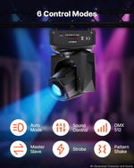 VEVOR 30W RGB kustīgās galvas LED skatuves prožektors, 8 gobo, 8 krāsas, DMX, skaņas vadība