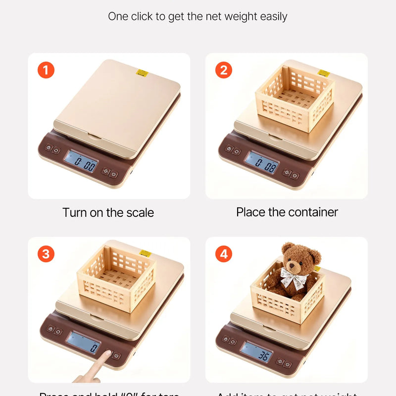 VEVOR digitālās sūtījumu un pasta svari 40 kg ar 2 g precizitāti, Hold/Tare/Auto-off funkcijām, nolokāmu turētāju un vienkāršu kalibrēšanu, piemēroti mājai un birojam, komplektā baterija