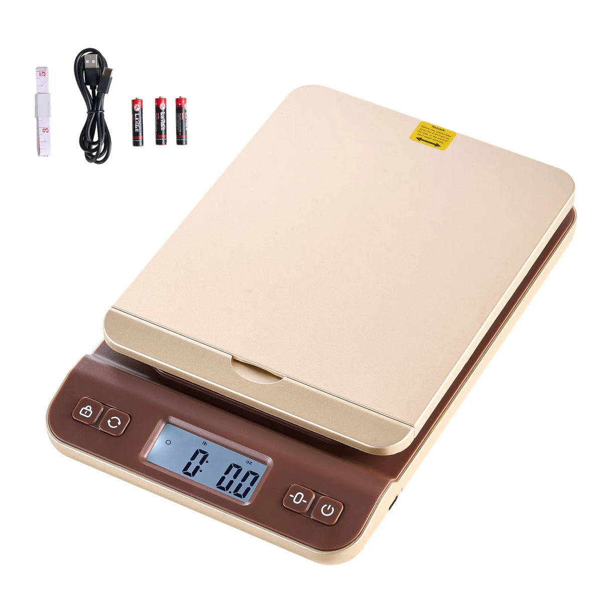 VEVOR digitālās sūtījumu un pasta svari 40 kg ar 2 g precizitāti, Hold/Tare/Auto-off funkcijām, nolokāmu turētāju un vienkāršu kalibrēšanu, piemēroti mājai un birojam, komplektā baterija