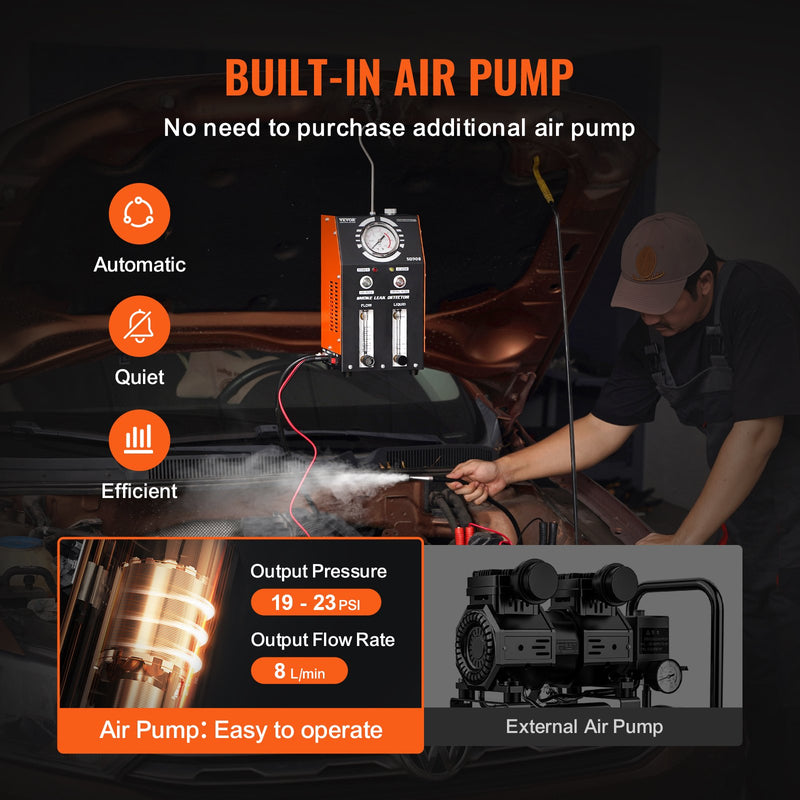 VEVOR Автомобильная дымовая машина EVAP Вакуумный детектор утечки со встроенным воздушным насосом
