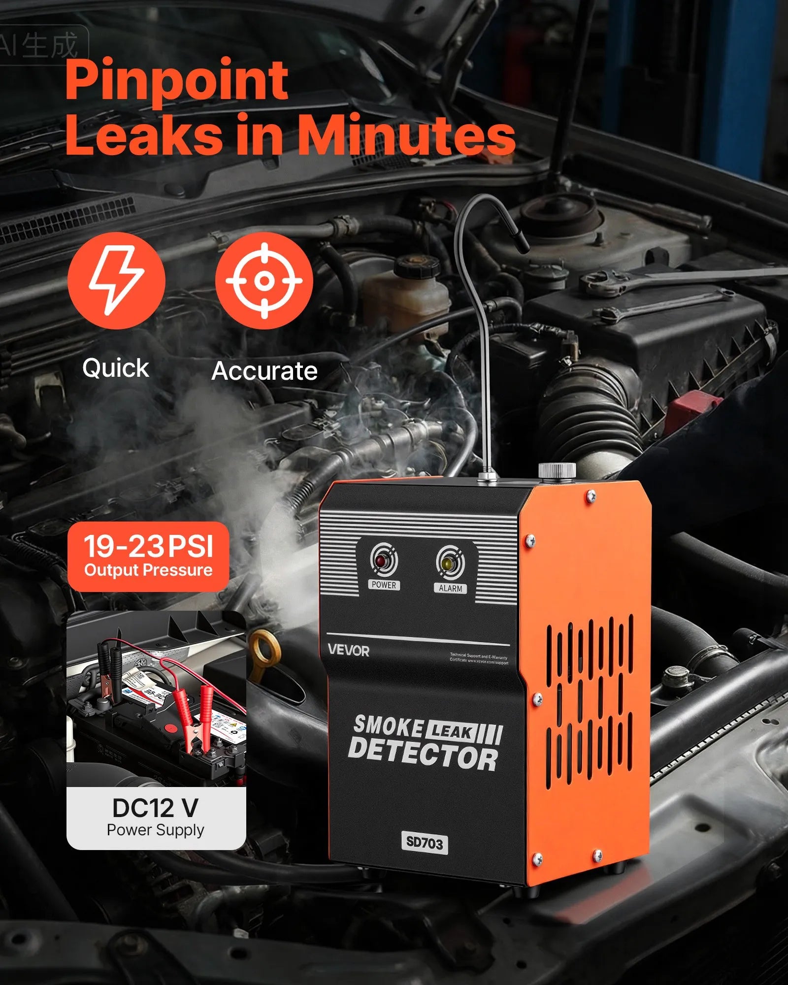 VEVOR automobiļu dūmu noplūdes detektors, 12 V, EVAP vakuuma diagnostikas testeris ar iebūvētu gaisa sūkni, divi darbības režīmi, automašīnām, motocikliem, kravas auto, laivām un kvadricikliem