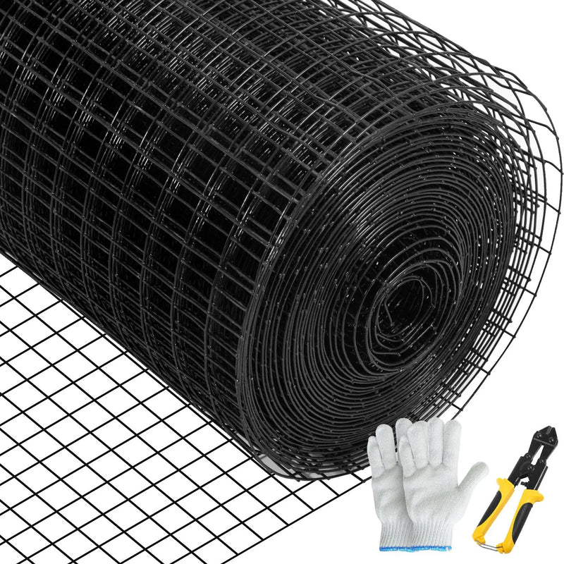 Cinkota tērauda siets ar vinila pārklājumu 122 × 1524 cm, 2,54 × 2,54 cm acs, 16 Gauge, vistas stieples žogs ar knaiblēm un darba cimdiem, dārza un mājdzīvnieku nožogojumiem