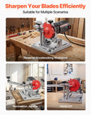 VEVOR ripzāģa asmeņu asināšanas iekārta 140 W 5700 apgr./min ar 100 mm keramikas un dimanta slīpripām, piemērota 90–400 mm diametra ripzāģa asmeņiem
