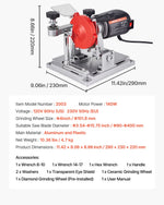 VEVOR ripzāģa asmeņu asināšanas iekārta 140 W 5700 apgr./min ar 100 mm keramikas un dimanta slīpripām, piemērota 90–400 mm diametra ripzāģa asmeņiem