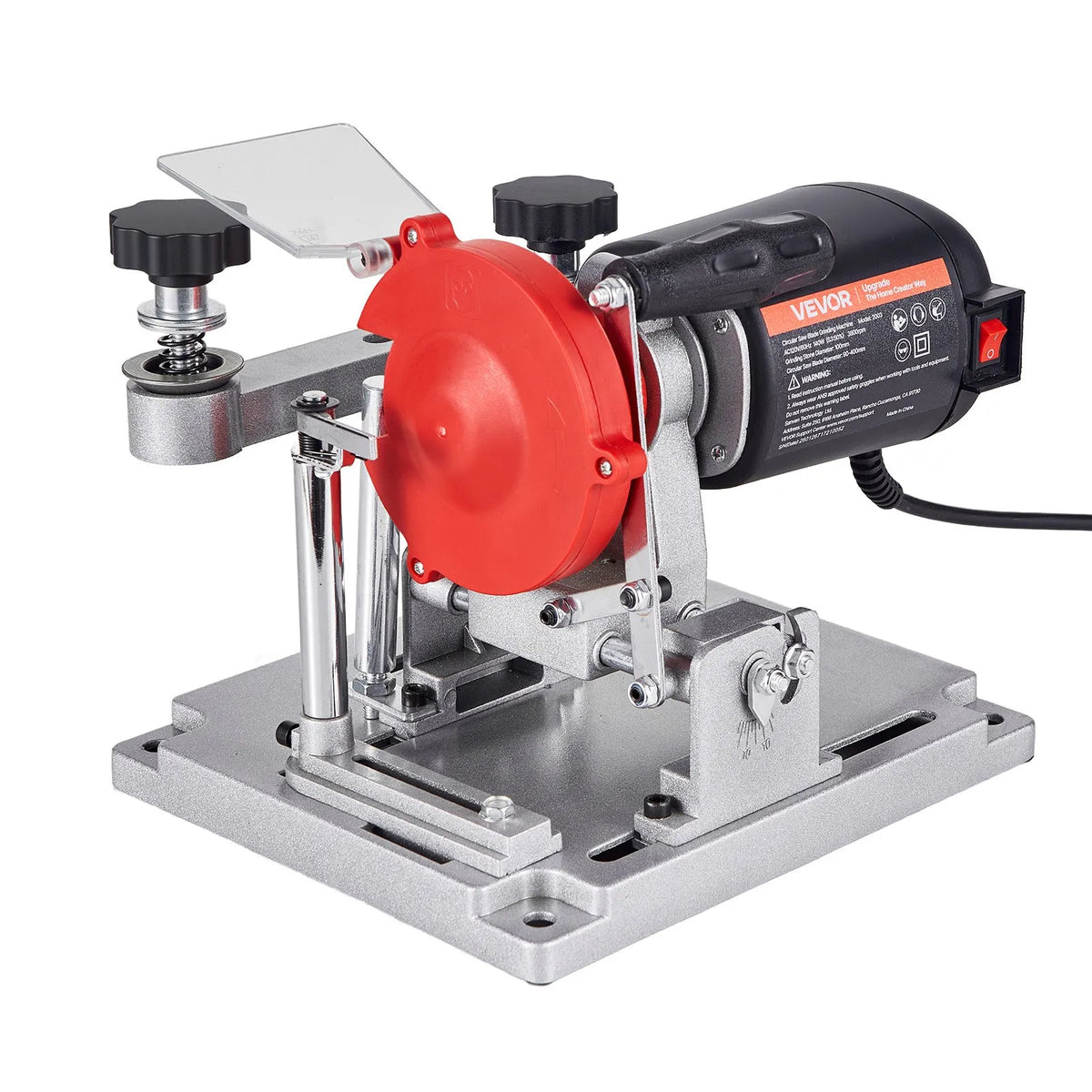VEVOR ripzāģa asmeņu asināšanas iekārta 140 W 5700 apgr./min ar 100 mm keramikas un dimanta slīpripām, piemērota 90–400 mm diametra ripzāģa asmeņiem