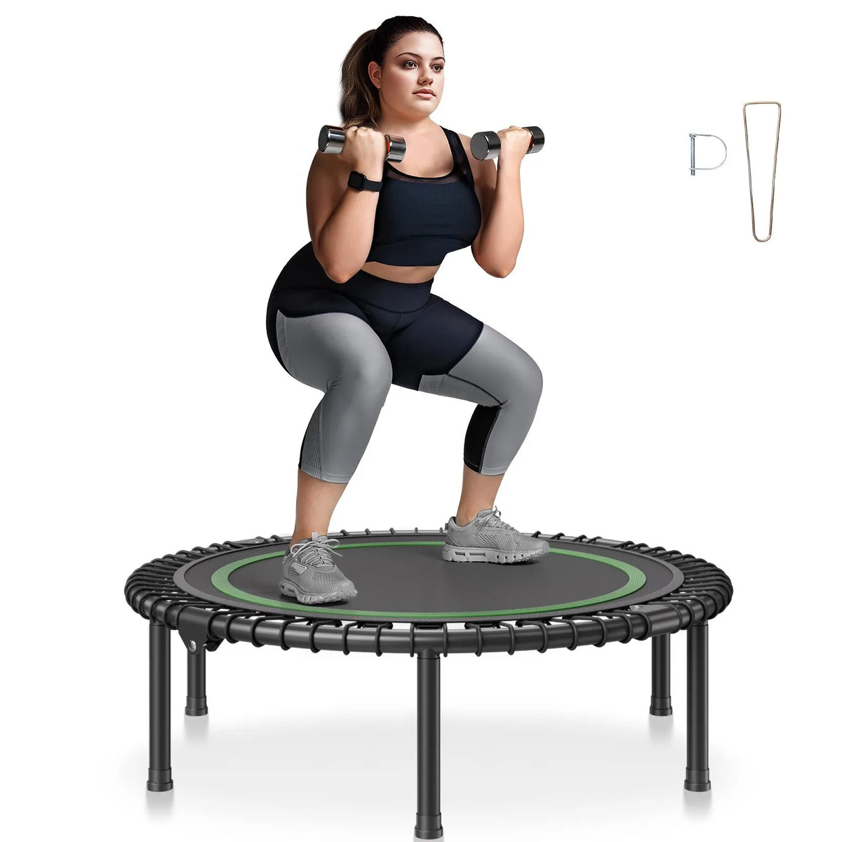 Saliekams mini fitnesa batuts 102 cm pieaugušajiem iekštelpām