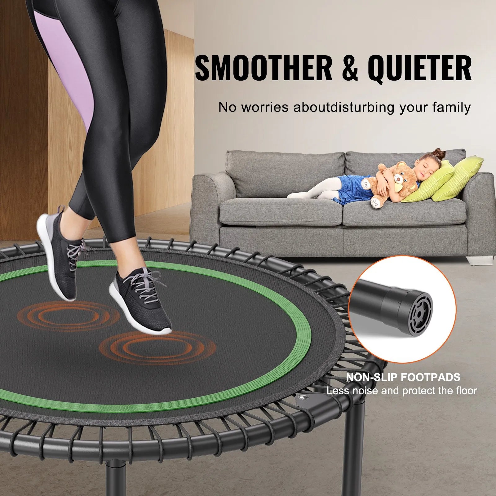 Saliekams mini fitnesa batuts 102 cm pieaugušajiem iekštelpām