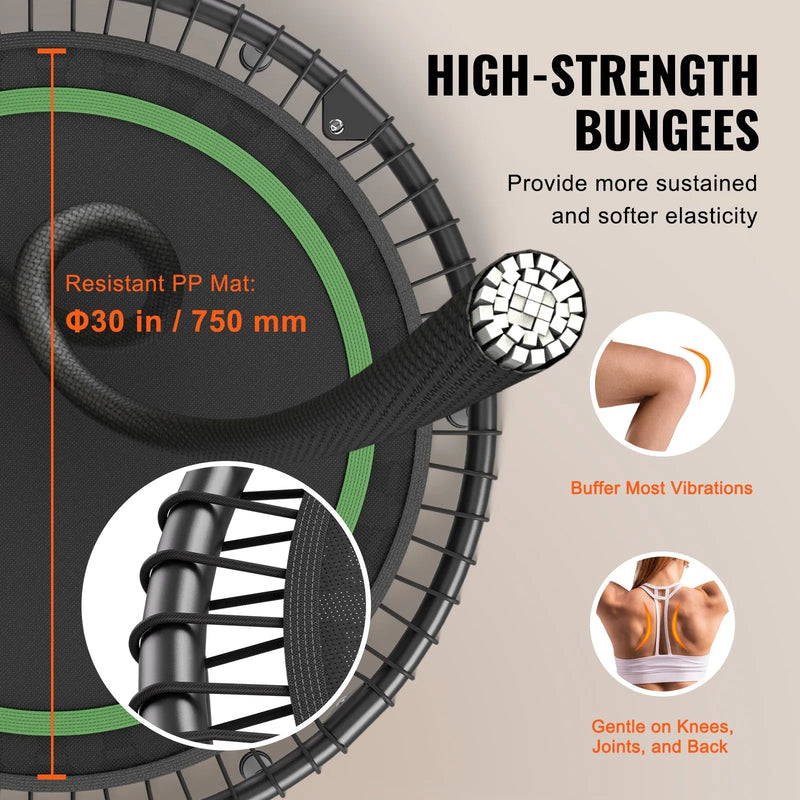 Saliekams mini fitnesa batuts 102 cm pieaugušajiem ar rokturi treniņie
