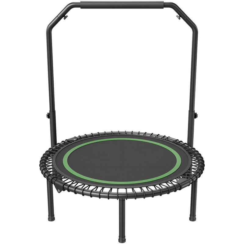 Saliekams mini fitnesa batuts 102 cm pieaugušajiem ar rokturi treniņiem