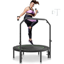 102 cm salokāms mini fitnesa batuts ar rokturi pieaugušajiem – treniņiem un atsperīgām nodarbībām
