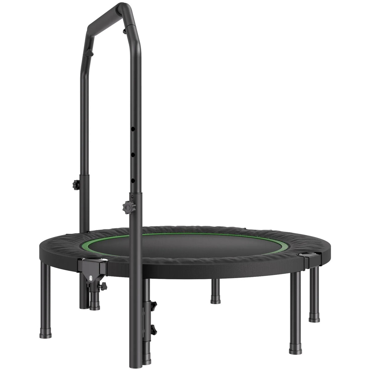 102 cm salokāms mini fitnesa batuts ar rokturi pieaugušajiem – treniņiem un atsperīgām nodarbībām