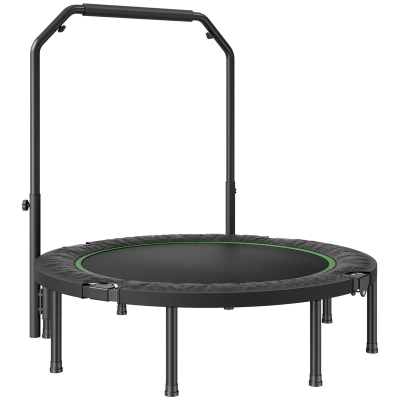 Saliekams mini fitnesa batuts 132 cm pieaugušajiem ar rokturi treniņiem