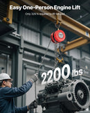 VEVOR rokas ķēdes pacēlājs, kravnesība 1 t, ar uzlabotu G70 cinkotu ķēdi, celšanas augstums 6 m, smagā tipa mehānisms, piemērots garāžai, noliktavai un mehāniskajām iekārtām, sarkans