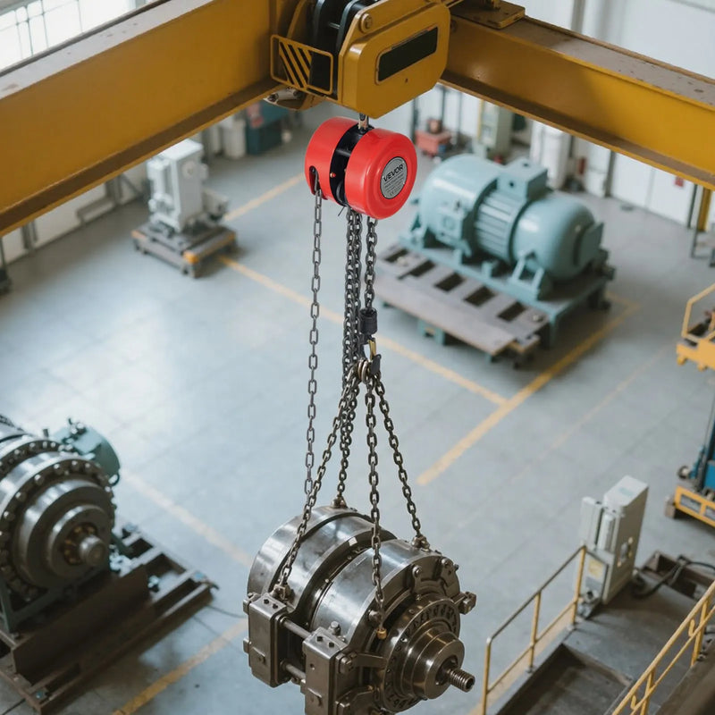 VEVOR rokas ķēdes pacēlājs, kravnesība 1 t, ar uzlabotu G70 cinkotu ķēdi, celšanas augstums 6 m, smagā tipa mehānisms, piemērots garāžai, noliktavai un mehāniskajām iekārtām, sarkans