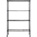 Uzglabāšanas plaukts ar riteņiem, regulējama, 4 līmeņi, melna metāla konstrukcija ar režģa virsmu, 318 kg, 120 × 45 × 188 cm