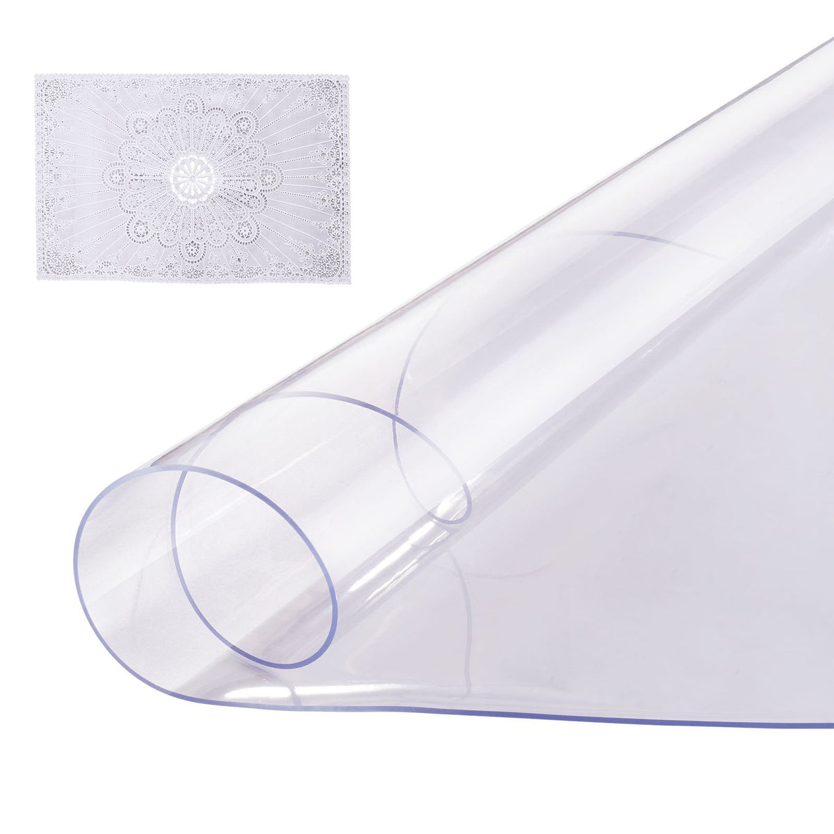 VEVOR PVC galda aizsargs, caurspīdīgs plastmasas pārklājs, apaļš, diametrs 107 cm, 2,0 mm biezums