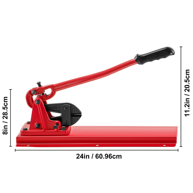VEVOR galda tipa rokas preses un griešanas instruments, griešanas kapacitāte līdz 9,5 mm, paredzēts trosēm un kabeļiem, cietība 35–45 HRC, sarkanā krāsā, piemērots spaiļu uzpresēšanai un griešanai