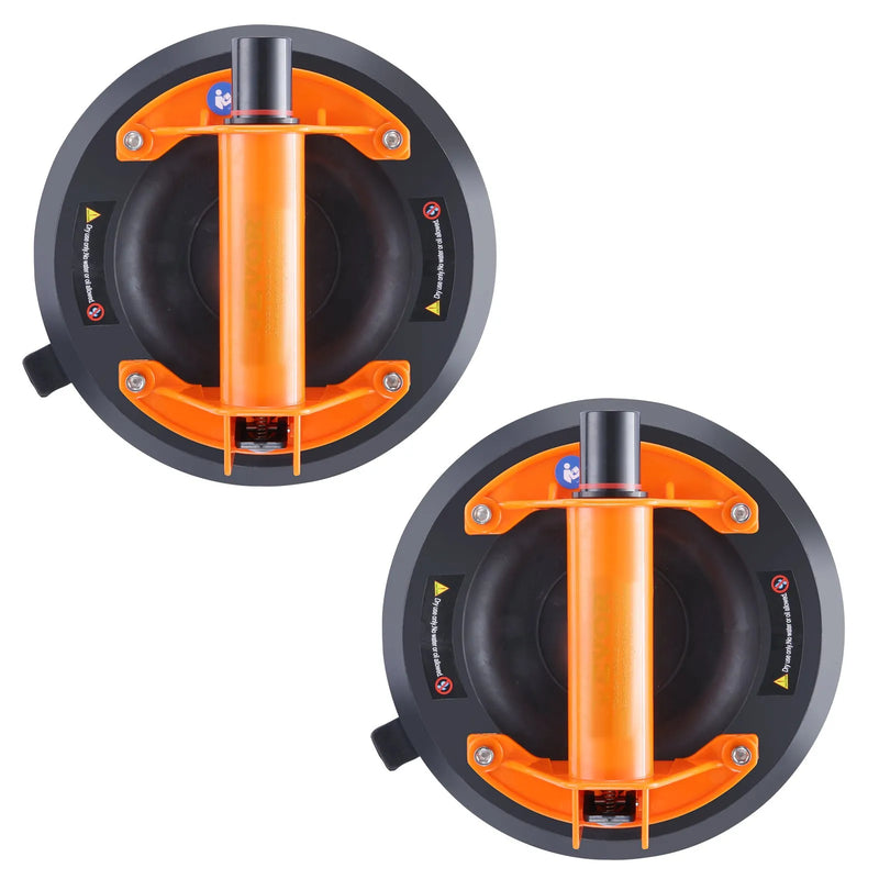 VEVOR Набор вакуумных присосок для стекла, 20,3 см, 2 шт, грузоподъемность 279 кг, со стальной ручкой и кейсом для переноски, промышленный тяжелый подъемник для перемещения стеклянных, гранитных, плиточных, металлических и деревянных поверхностей