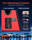 VEVOR automašīnas zemfrekvences skaļruņa komplekts 305 mm, 245 W RMS, ar iebūvētu pastiprinātāju, korpusu un savienojuma kabeļu komplektu, kompakts trapecveida dizains ավտ audio sistēmām